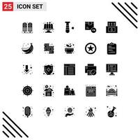 25 Universal- solide Glyphe Zeichen Symbole von Lager Zeit Schläger Versand Lieferung editierbar Vektor Design Elemente