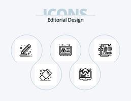 redaktionell design linje ikon packa 5 ikon design. redaktionell. bok. utveckling. designer. Färg schema vektor