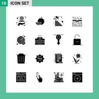 uppsättning av 16 modern ui ikoner symboler tecken för simning trappa mardi gras slå samman steg redigerbar vektor design element