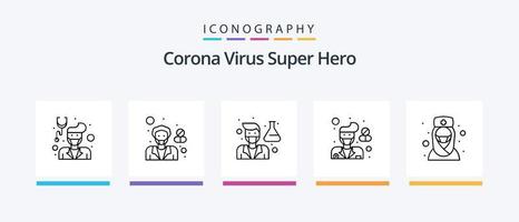 korona virus super hjälte linje 5 ikon packa Inklusive apotek. sjukhus. kvinna. hälsa. avatar. kreativ ikoner design vektor
