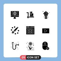 9 kreativ Symbole modern Zeichen und Symbole von Mail Browser Essen Gemälde Zeichnung editierbar Vektor Design Elemente