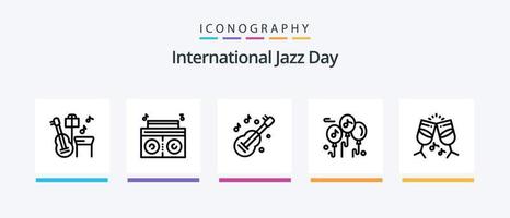 internationell jazz dag linje 5 ikon packa Inklusive musik. musik. ljud. kora. gitarr. kreativ ikoner design vektor