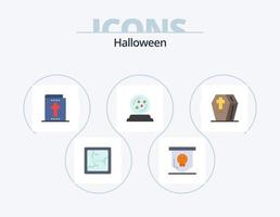 halloween platt ikon packa 5 ikon design. skrämmande. halloween. halloween. Kista. oktober vektor