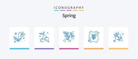 vår blå 5 ikon packa Inklusive honung bi. bi. påsk. vete mjöl. mat. kreativ ikoner design vektor