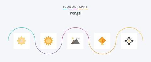 pongal platt 5 ikon packa Inklusive hinduiska. dekoration. pyramid. dekorera. flygande vektor