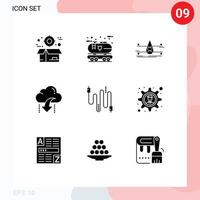 modern uppsättning av 9 fast glyfer pictograph av ner ladda ner olja smart stad rena redigerbar vektor design element