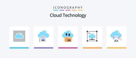 Wolke Technologie eben 5 Symbol Pack einschließlich Daten. Wolke. Wolke. Pfeil. Geschenk. kreativ Symbole Design vektor