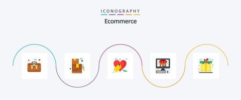 e-handel platt 5 ikon packa Inklusive gåva. e-handel. e-handel. affär. e-handel vektor