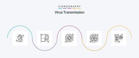 Virus Getriebe Linie 5 Symbol Pack einschließlich Aufklärung. Wissenschaft. Bakterien. Labor. bio vektor