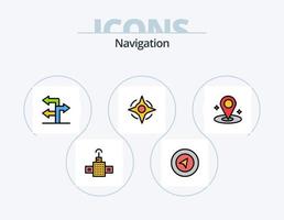 Navigation Linie gefüllt Symbol Pack 5 Symbol Design. Stift. Stift. Globus. Karte. Reise vektor