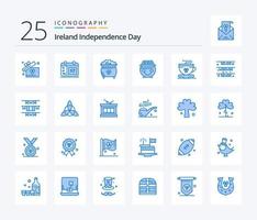 irland oberoende dag 25 blå Färg ikon packa Inklusive te. patricks. mynt. tur. förmögenhet vektor