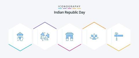 indisk republik dag 25 blå ikon packa Inklusive Indien. tempel. ny år. Sri Lanka. Indien vektor