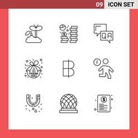 9 Benutzer Schnittstelle Gliederung Pack von modern Zeichen und Symbole von baht dankbar Speichern danken Information editierbar Vektor Design Elemente
