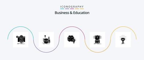 Geschäft und Bildung Glyphe 5 Symbol Pack einschließlich Karte. Sicherheit. Gold. Birne. Gehirn vektor