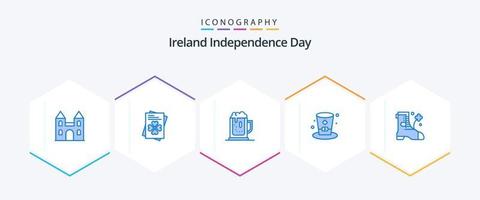 Irland Unabhängigkeit Tag 25 Blau Symbol Pack einschließlich Stiefel. Irland. Bier. Wein. Gläser vektor