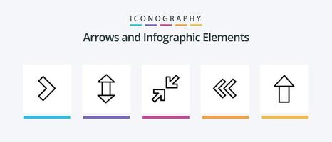 Pfeil Linie 5 Symbol Pack einschließlich . zuletzt. hoch. nach vorne. Rechts. kreativ Symbole Design vektor