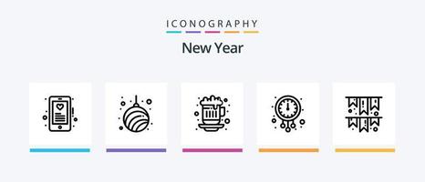 Neu Jahr Linie 5 Symbol Pack einschließlich Kalender. Licht Ball. neu. Neu Jahr. Neu Jahr. kreativ Symbole Design vektor
