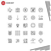einstellen von 25 modern ui Symbole Symbole Zeichen zum Ghul Netz Hochzeit Internet Kranz editierbar Vektor Design Elemente