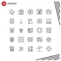 uppsättning av 25 modern ui ikoner symboler tecken för ond ande webb bröllop internet krans redigerbar vektor design element
