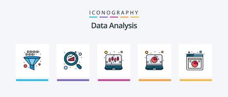 Daten Analyse Linie gefüllt 5 Symbol Pack einschließlich online Daten. Datenbank. Bericht. Netz Analyse. Graph. kreativ Symbole Design vektor