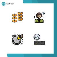 4 fylld linje platt Färg begrepp för webbplatser mobil och appar växt analytisk tillväxt logistisk förvaltning redigerbar vektor design element