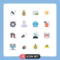 uppsättning av 16 modern ui ikoner symboler tecken för prestanda effektivitet underhållning glans ljus redigerbar packa av kreativ vektor design element