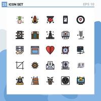 uppsättning av 25 modern ui ikoner symboler tecken för hjärta kraft Bank instrumentbräda huawei smart telefon redigerbar vektor design element