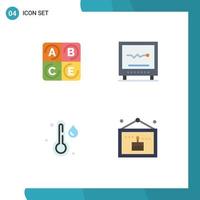 redigerbar vektor linje packa av 4 enkel platt ikoner av diet temperatur kardiogram hjärtslag födelsedag redigerbar vektor design element