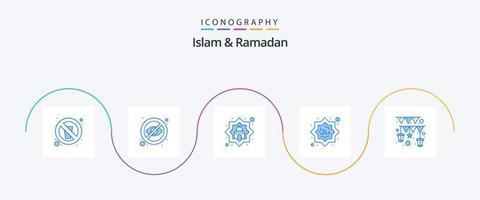 islam och ramadan blå 5 ikon packa Inklusive islam. muslim. Dölj. halal. muslim vektor
