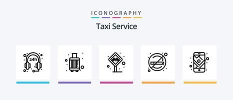 Taxi Bedienung Linie 5 Symbol Pack einschließlich Straße. Route. Fall. Navigation. GPS. kreativ Symbole Design vektor