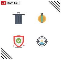 4 kreativ ikoner modern tecken och symboler av korg försäkring sopor grad säkerhet redigerbar vektor design element