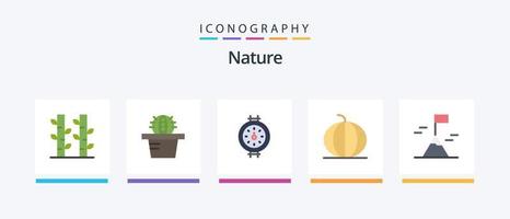 Natur eben 5 Symbol Pack einschließlich . Berg. Rohr. Abenteuer. Kürbis. kreativ Symbole Design vektor