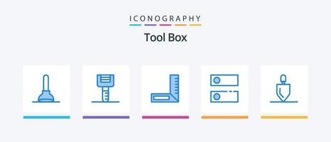 Werkzeuge Blau 5 Symbol Pack einschließlich Werkzeug. Gartenarbeit. Konstruktion. Ausrüstung. System. kreativ Symbole Design vektor