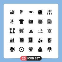 uppsättning av 25 modern ui ikoner symboler tecken för användare uppgift akademisk spela basketboll redigerbar vektor design element