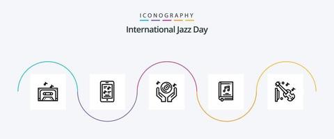 internationell jazz dag linje 5 ikon packa Inklusive bok . telefon. fest. hand vektor