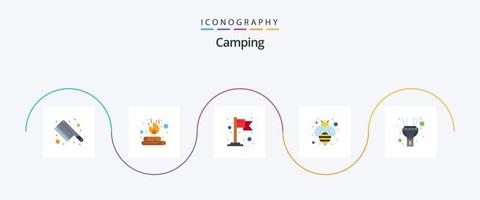 Camping eben 5 Symbol Pack einschließlich . Fackel. Standort. Licht. Honig vektor