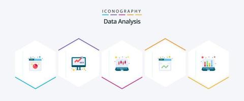 data analys 25 platt ikon packa Inklusive Rapportera. data. seo. företag. analys vektor