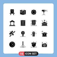 stock vektor ikon packa av 16 linje tecken och symboler för spel finansiera effekter domstol Bank redigerbar vektor design element
