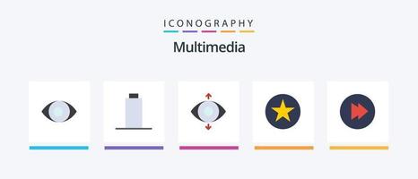 Multimedia eben 5 Symbol Pack einschließlich . Sicht. nach vorne. kreativ Symbole Design vektor