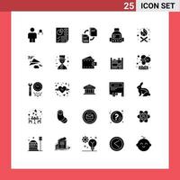 universell ikon symboler grupp av 25 modern fast glyfer av bål skola Rapportera väska dokumentera redigerbar vektor design element