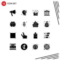uppsättning av 16 modern ui ikoner symboler tecken för kraft bank pussel Bank hjärta redigerbar vektor design element