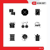 Lager Vektor Symbol Pack von 9 Linie Zeichen und Symbole zum Polizei kriminell sperren Geschenk Bonus editierbar Vektor Design Elemente