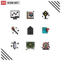 Lager Vektor Symbol Pack von 9 Linie Zeichen und Symbole zum Medaille Heer Kabine Spiel Camping editierbar Vektor Design Elemente