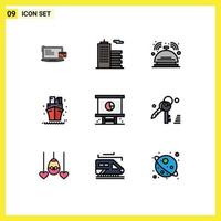 9 kreativ ikoner modern tecken och symboler av sommar hav kontor segelbåt rum redigerbar vektor design element