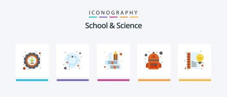 skola och vetenskap platt 5 ikon packa Inklusive kreativ. bok. studerande. väska. kreativ ikoner design vektor