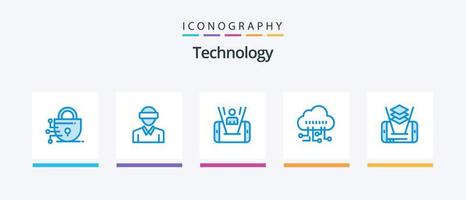 teknologi blå 5 ikon packa Inklusive teknologi. mobil. mobil. teknologi. data. kreativ ikoner design vektor