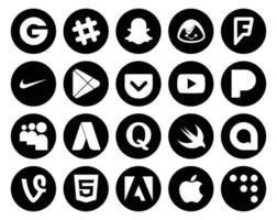 20 Sozial Medien Symbol Pack einschließlich schnell quora Apps AdWords Pandora vektor