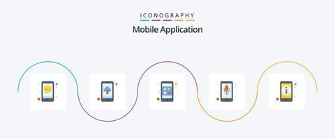 Handy, Mobiltelefon Anwendung eben 5 Symbol Pack einschließlich Information. App. Telefon Recorder. Audio- Anerkennung vektor