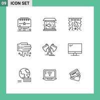 uppsättning av 9 modern ui ikoner symboler tecken för fräs yxa jul yxa tvättning redigerbar vektor design element