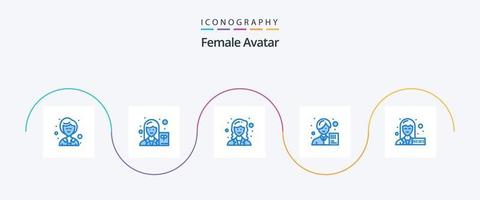 weiblich Benutzerbild Blau 5 Symbol Pack einschließlich Journalist. weiblich. Mathematiker. Benutzerbild. Analytiker vektor